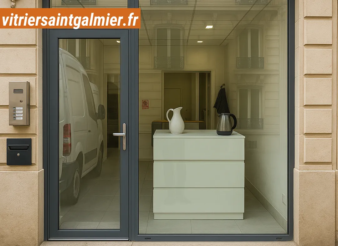 Façade vitrine de magasin en aluminium sur mesure à Saint-Galmier